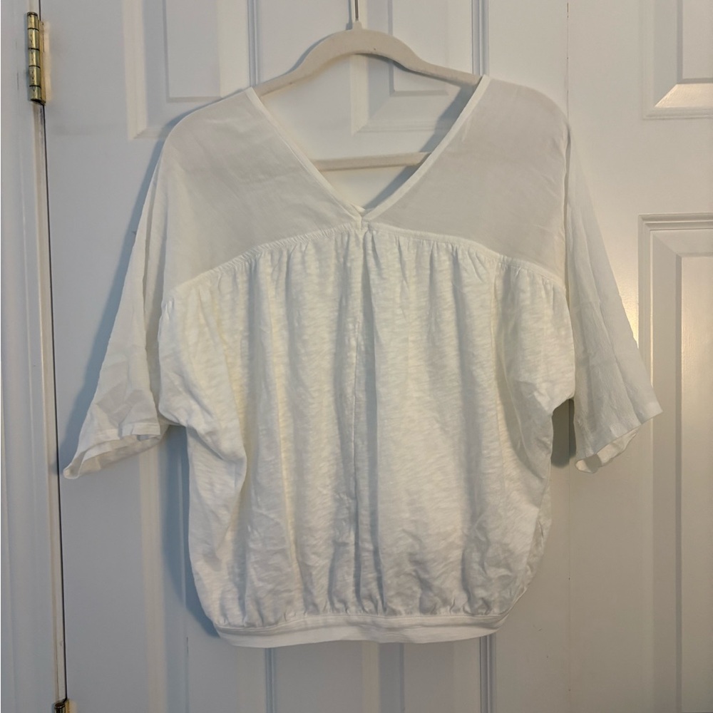 Cream Dolman Sleeve Blouse with Boxy Relaxed Fit